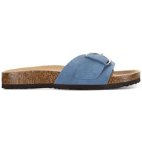 Elisaa Womens Faux Leather Footbed Slide Sandals