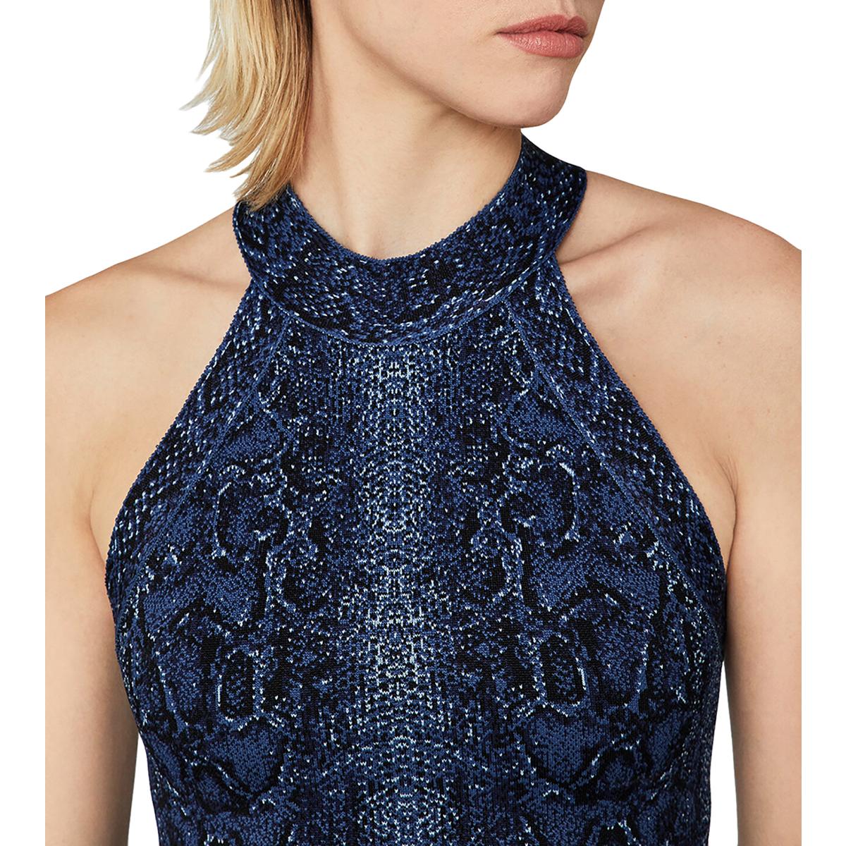 Womens Snake Print Halter Crop Sweater