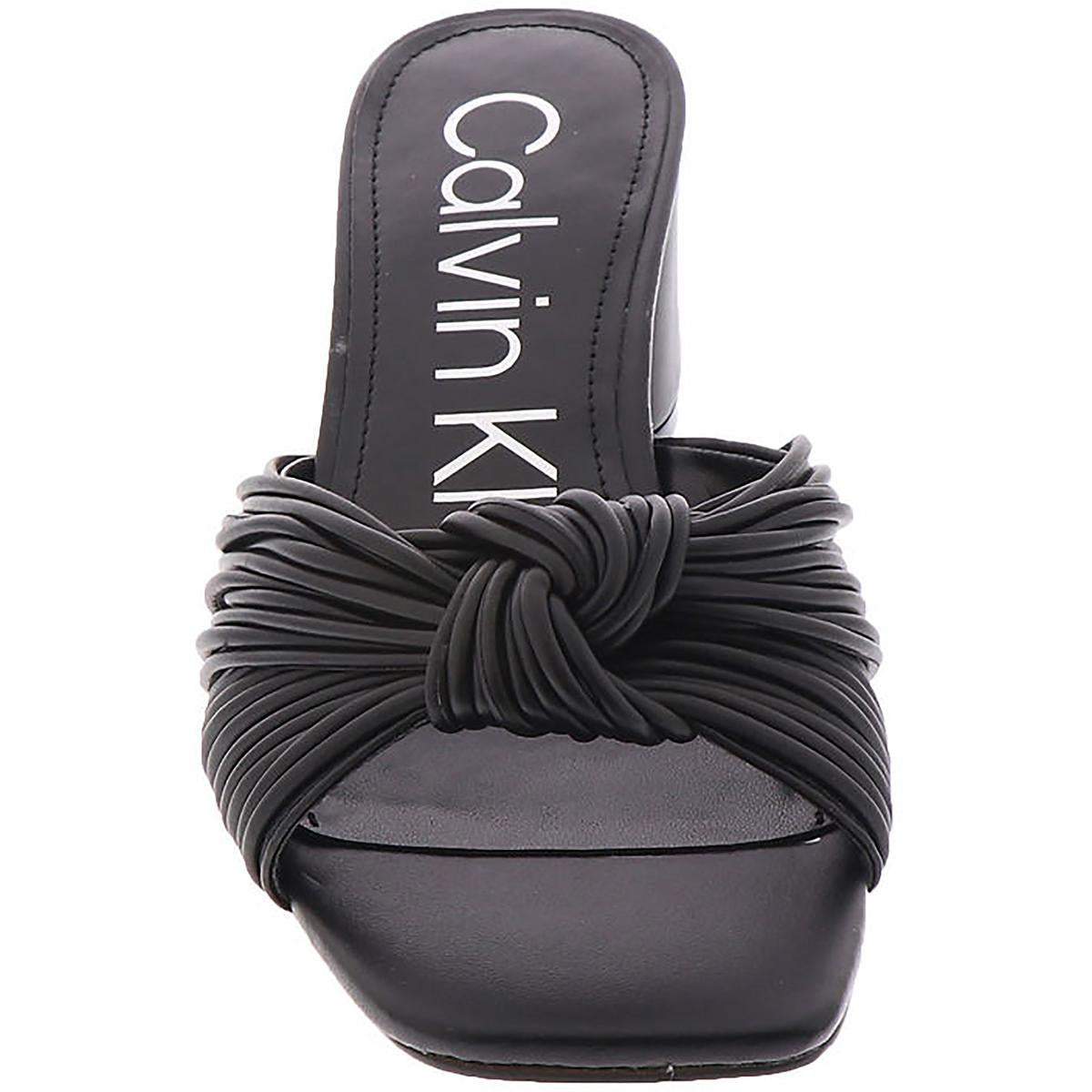 Beanca Womens Faux Leather Slip-On Strappy Sandals
