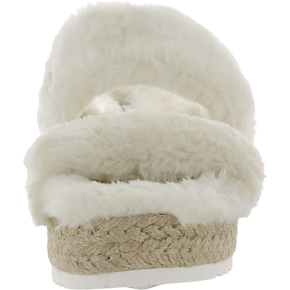 Katana Womens Faux Fur Open Toe Platform Sandals