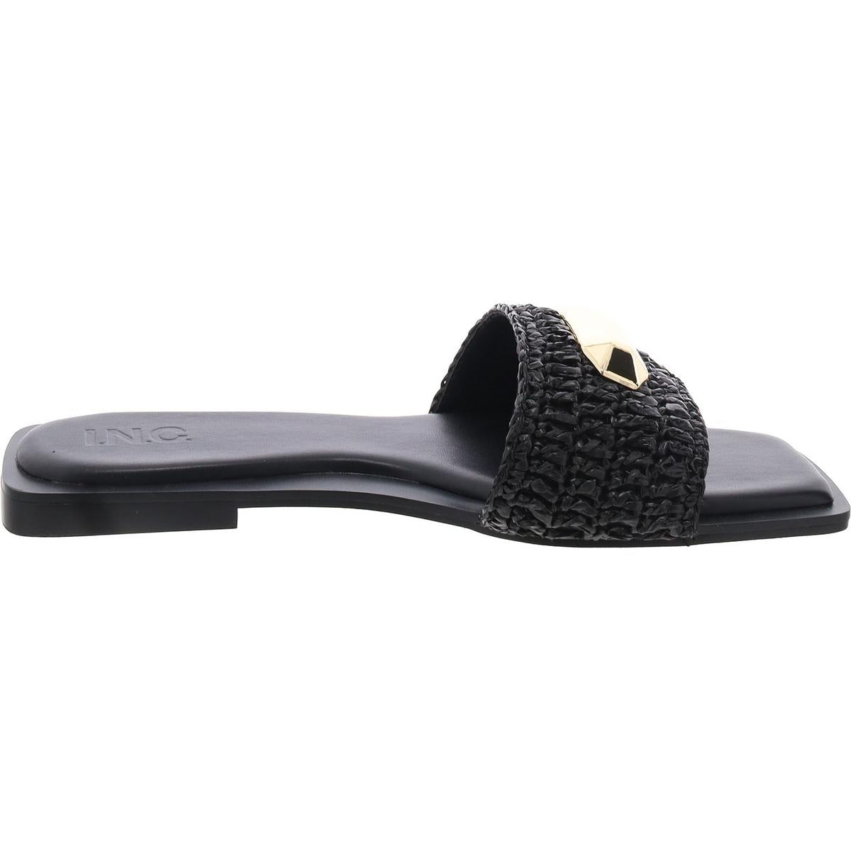 Paramita Womens Square Open Toe Raffia Slide Sandals