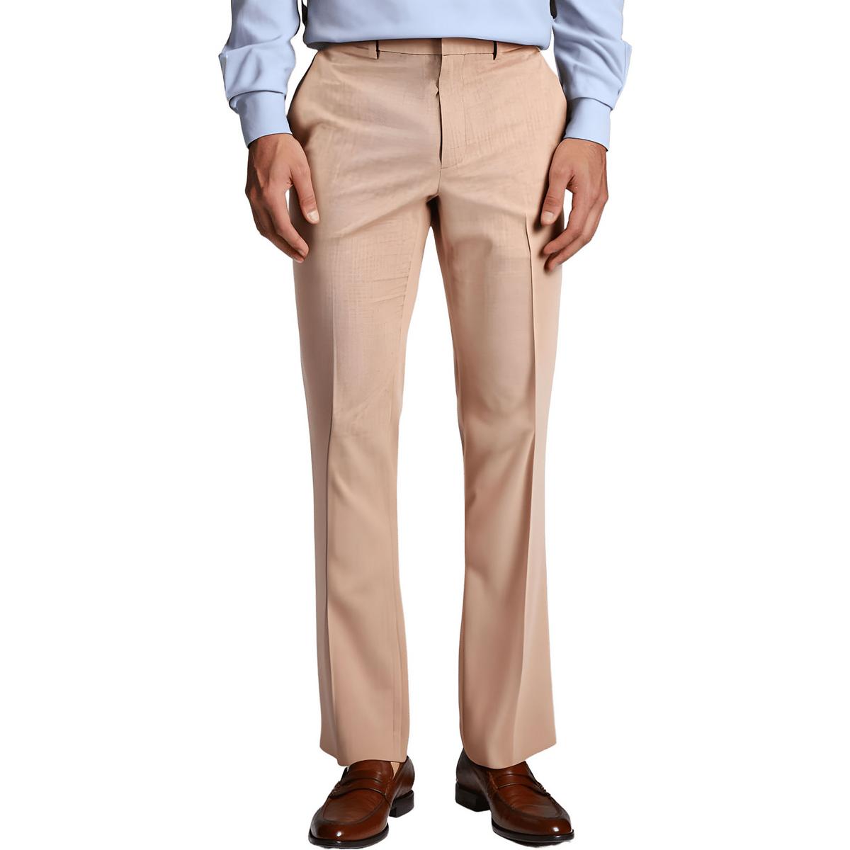 Mens Polyester Dress Pants Salmon