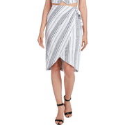 Womens Linen Blend Striped Midi Skirt