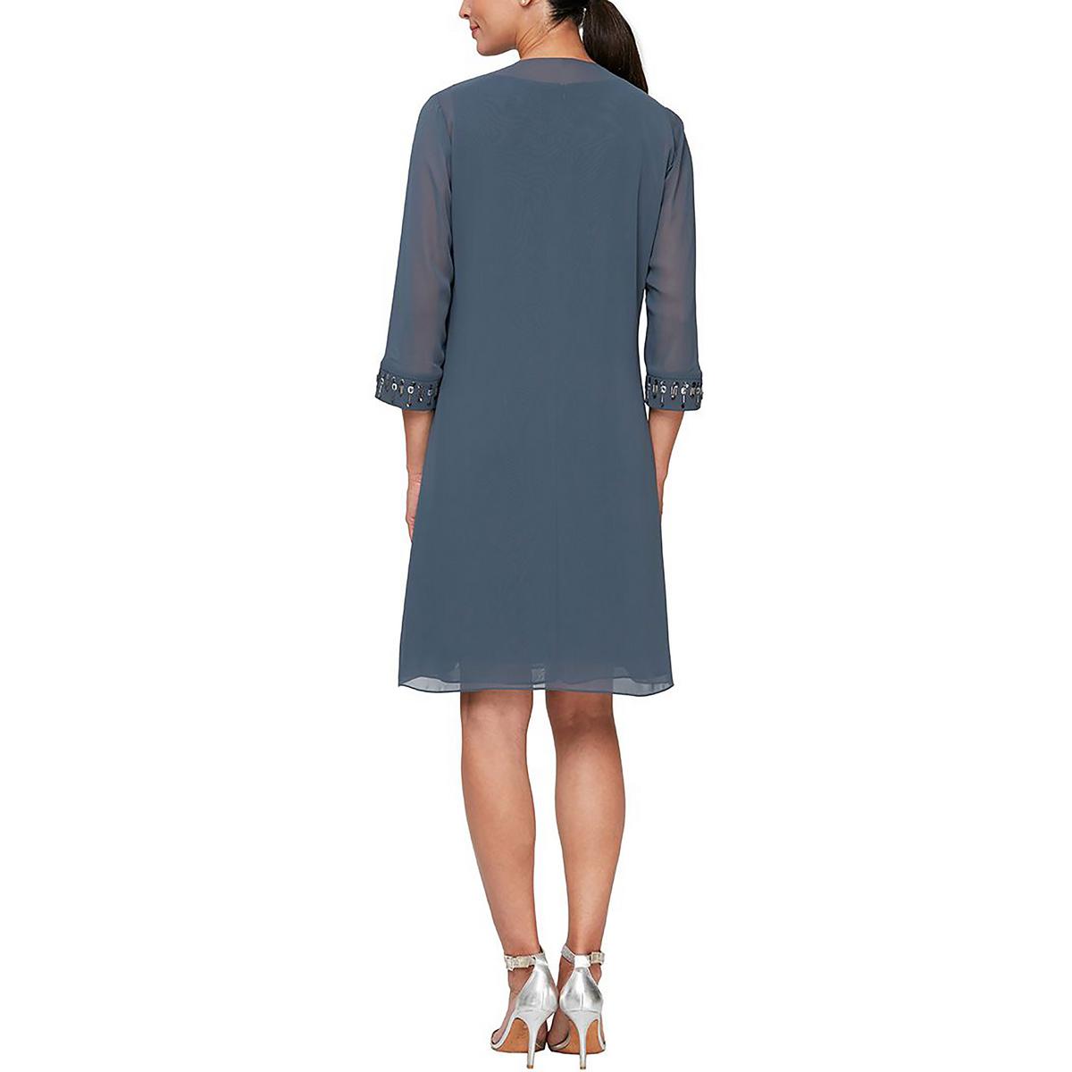 Petites Womens Mini Embellished Two Piece Dress