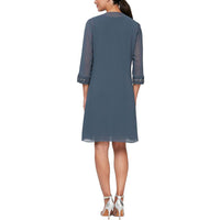 Petites Womens Mini Embellished Two Piece Dress