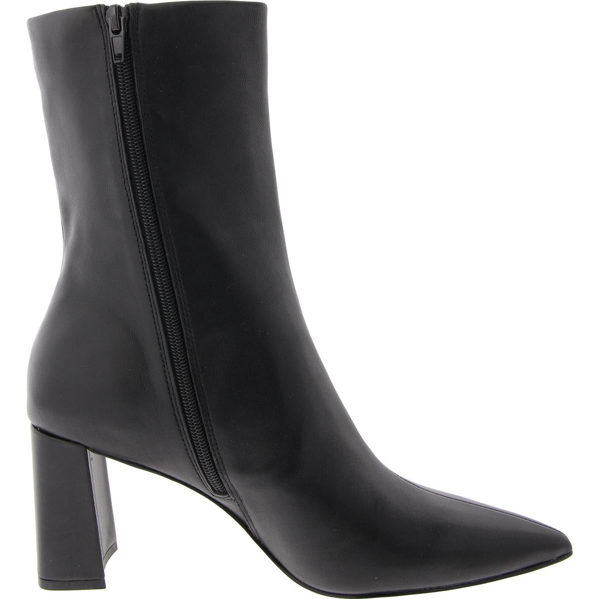 Womens Block Heel Pointed Toe Mid-Calf Boots