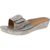 Womens Snake Print Wedge Sandals 8.5 Medium Silver