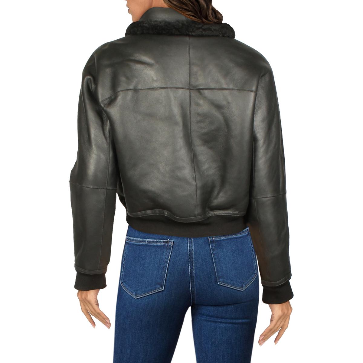 Dolman Womens Leather Shearling Bomber Jacket