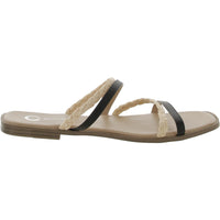 Womens Faux Leather Flats Slide Sandals