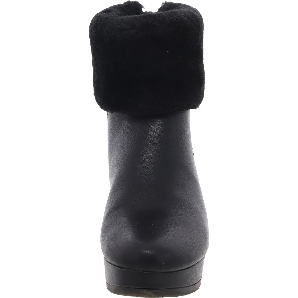 POWELL WEDGE BOOTIE Womens Faux Fur Lined Faux Leather Wedge Boots