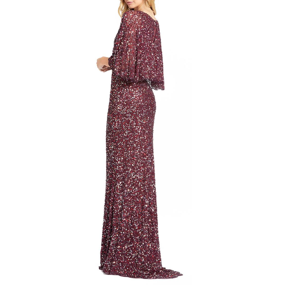Womens Beaded Capelet Evening Dress