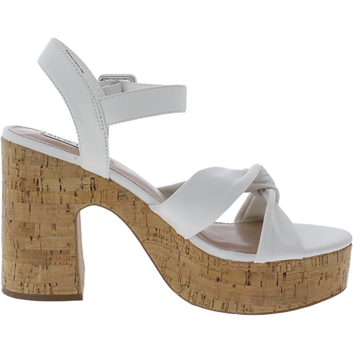 Cacy Womens Leather Ankle Strap Platform Sandals