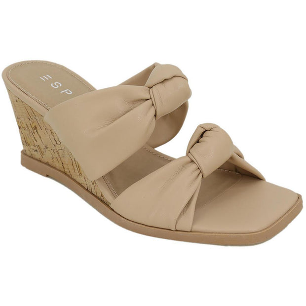 Victoria Womens Faux Leather Square Toe Wedge Sandals
