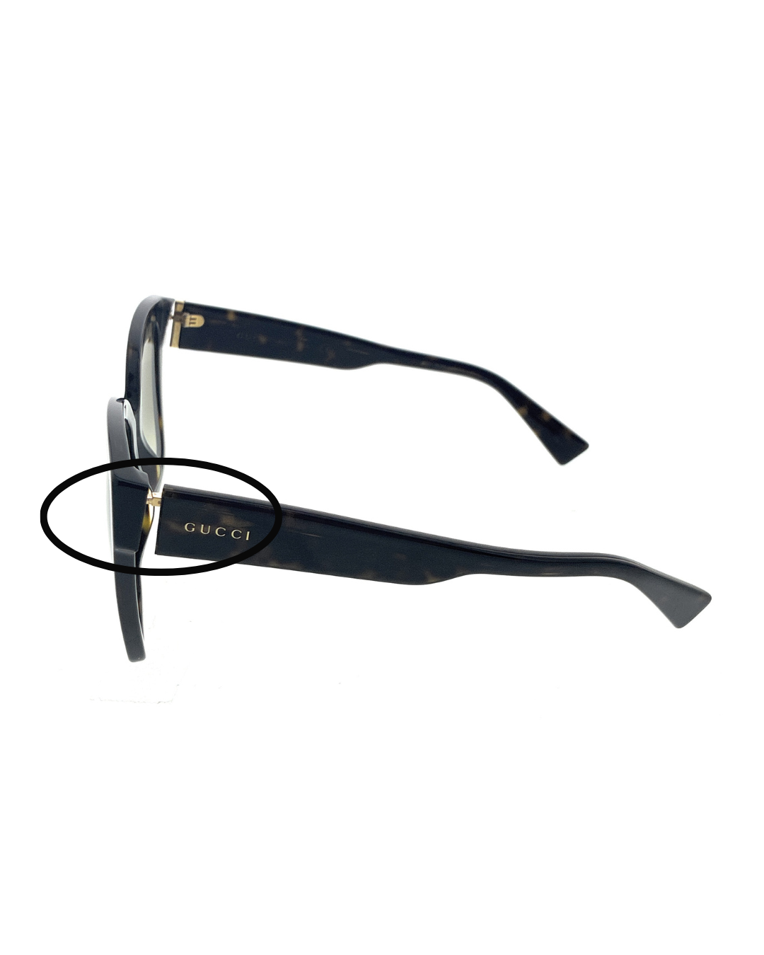 Defective/Store Return Gucci GG0459S-002 Tortoiseshell Oversized Sunglasses with Signature Stripe