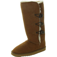 Womens Button Sheepskin Shearling Boots