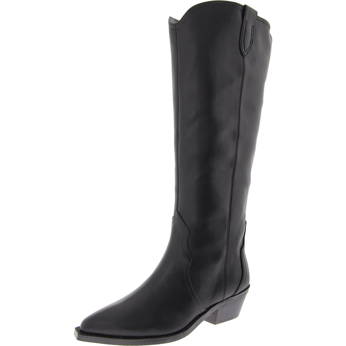 Kit Womens Faux Suede Knee-High Cowboy, Western Boots 7.5 Medium Black