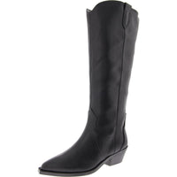 Kit Womens Faux Suede Knee-High Cowboy, Western Boots 7.5 Medium Black
