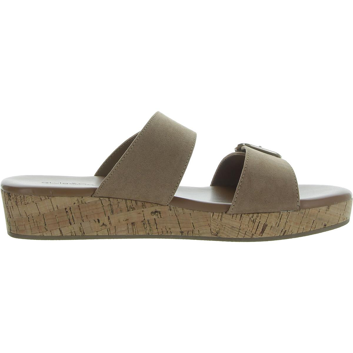 Temppestt Womens Open Toe Double Buckl Slide Sandals
