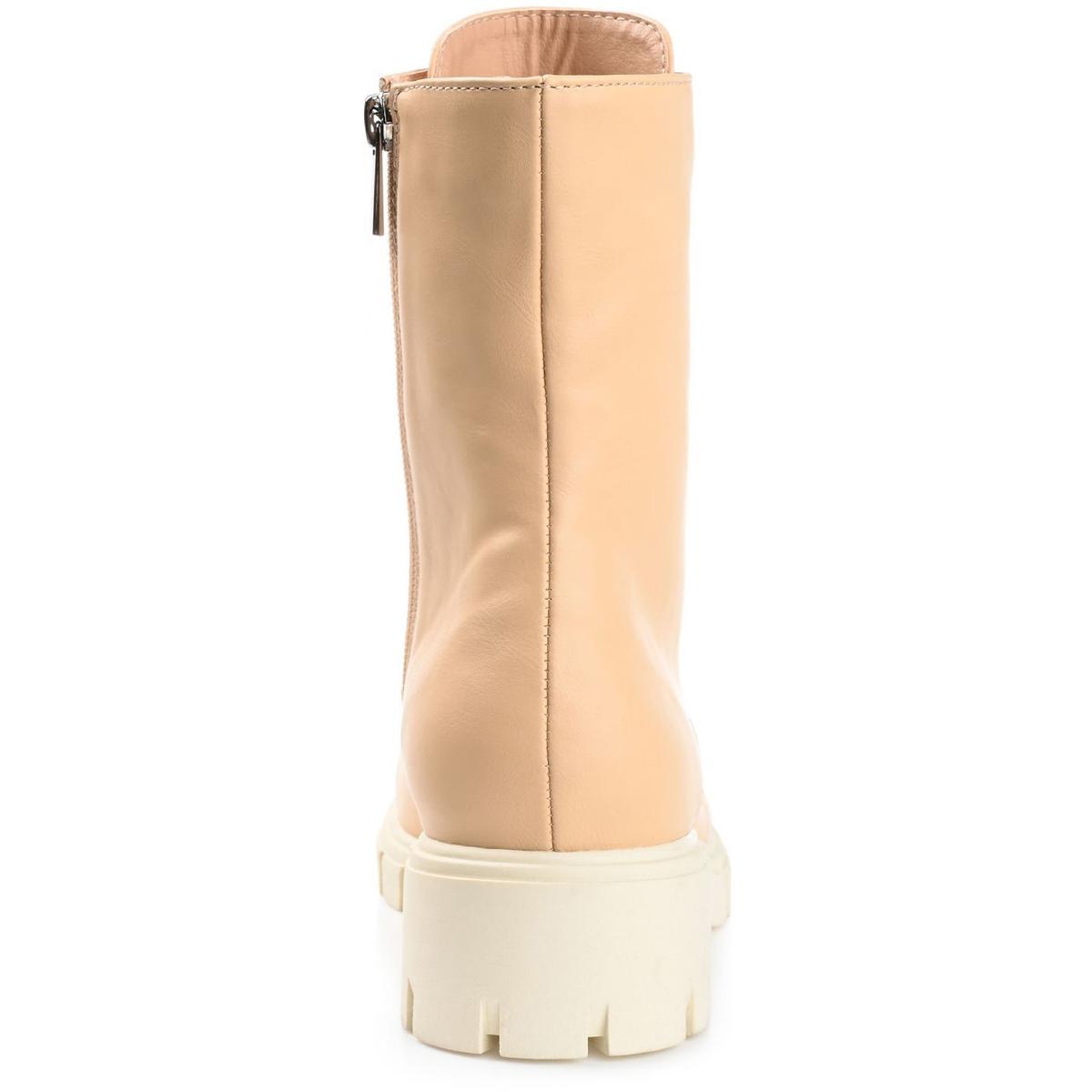 Madelynn Womens Faux Leather Ankle Combat & Lace-up Boots