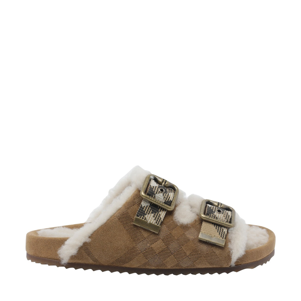 Burberry Burberry Women Urchin Sandals In Check Shearling