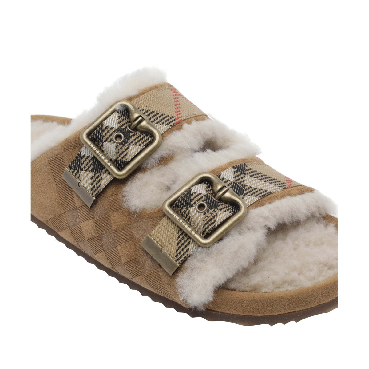 Burberry Burberry Women Urchin Sandals In Check Shearling