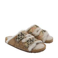 Burberry Burberry Women Urchin Sandals In Check Shearling