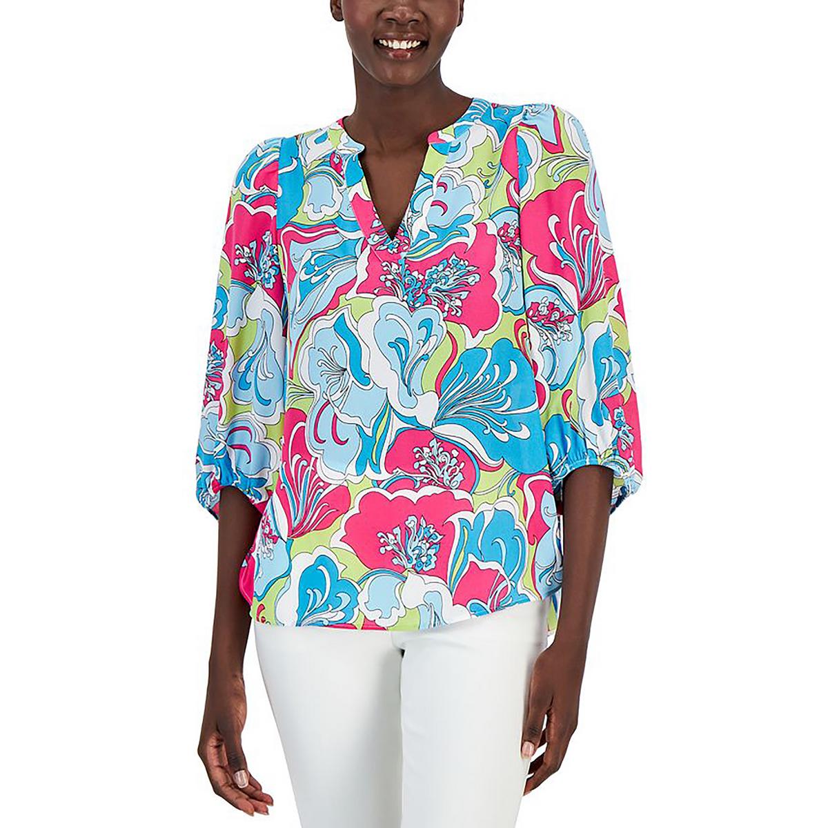 Womens Split Neck Hi Low Blouse