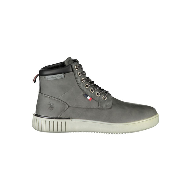 U.S. POLO ASSN. Chic Gray Ankle Boots with Contrasting Men's Details