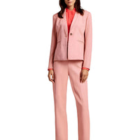 Womens Textured Manmade One-Button Blazer Red Pear Bright White