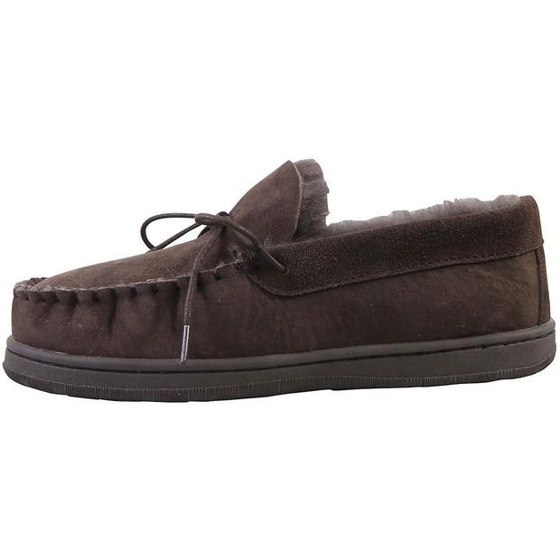 Mens Suede Sheepskin Lined Moccasin Slippers