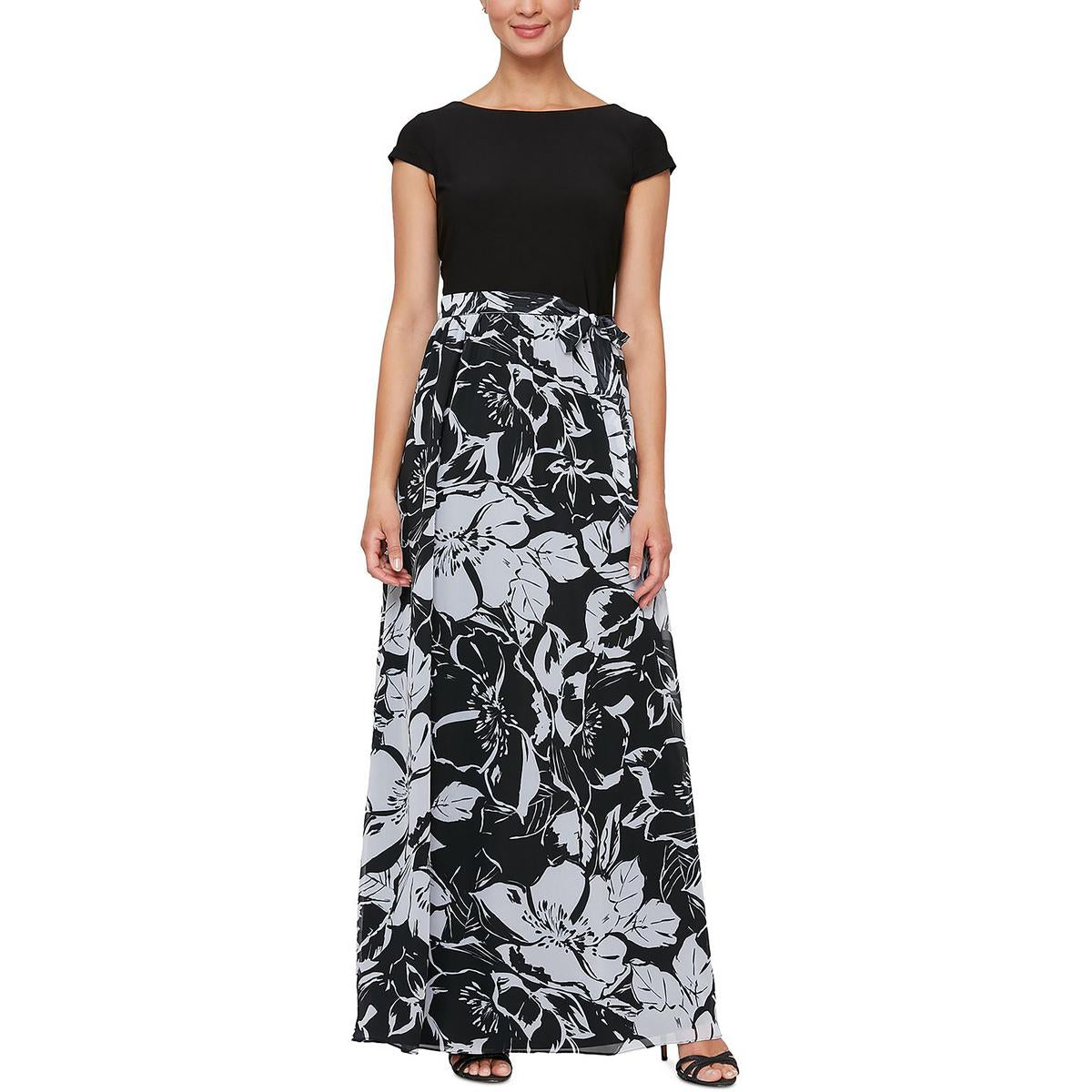 Womens Belted Cap Sleeve Maxi Dress