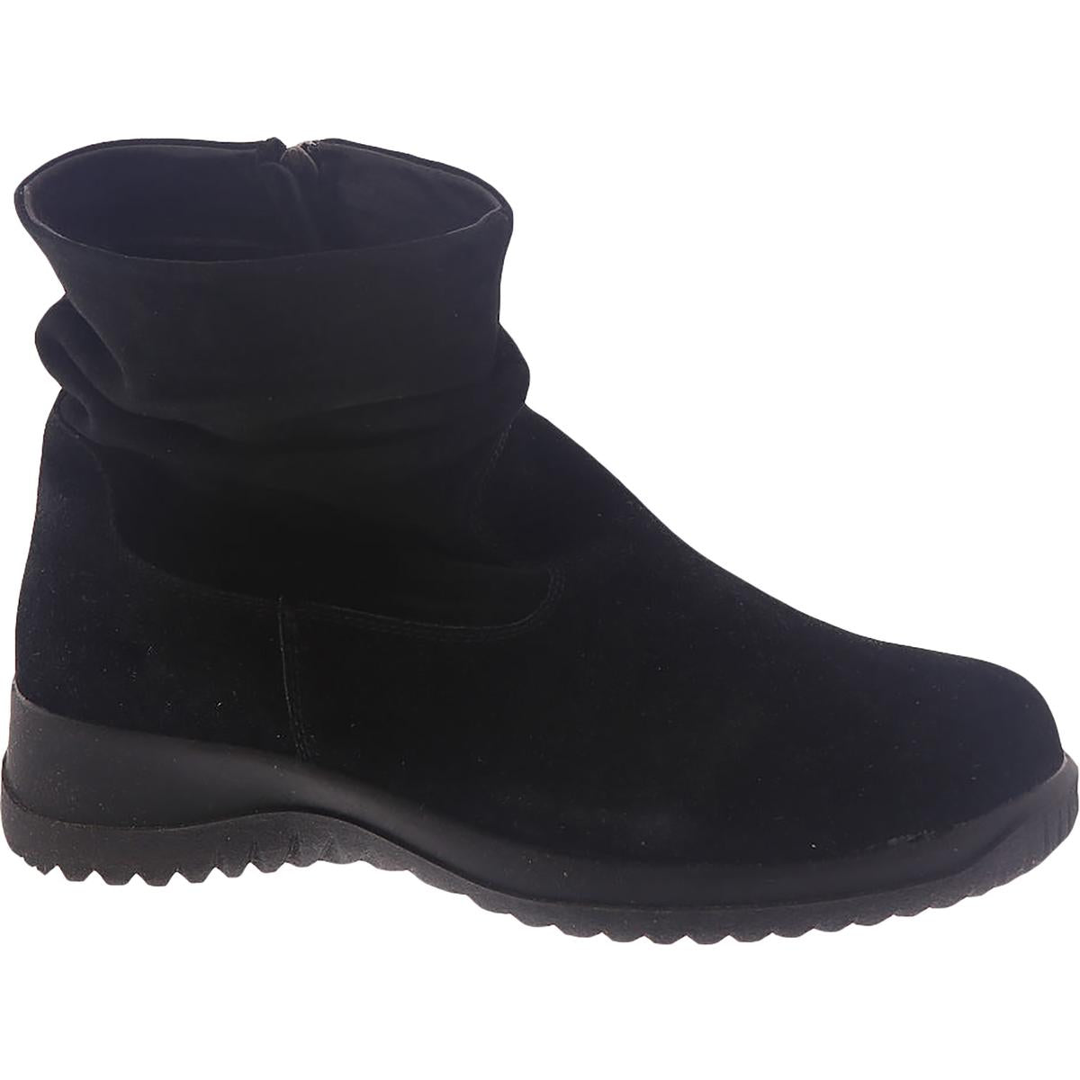 Boston Souch Womens Suede Side Zipper Ankle Boots Black