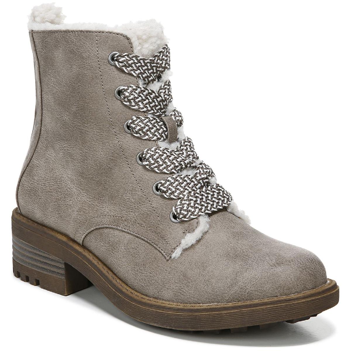 Kunis Cozy Womens Zipper Winter Combat & Lace-up Boots