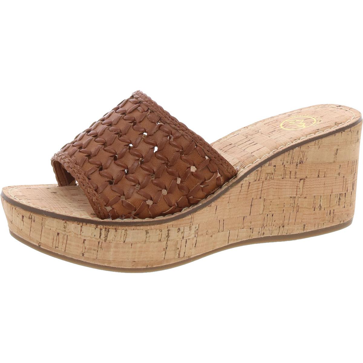 Charges Womens Woven Faux Leather Slide Sandals