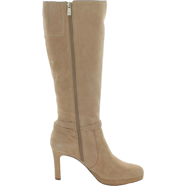 Taelynn Womens Zipper Leather Knee-High Boots
