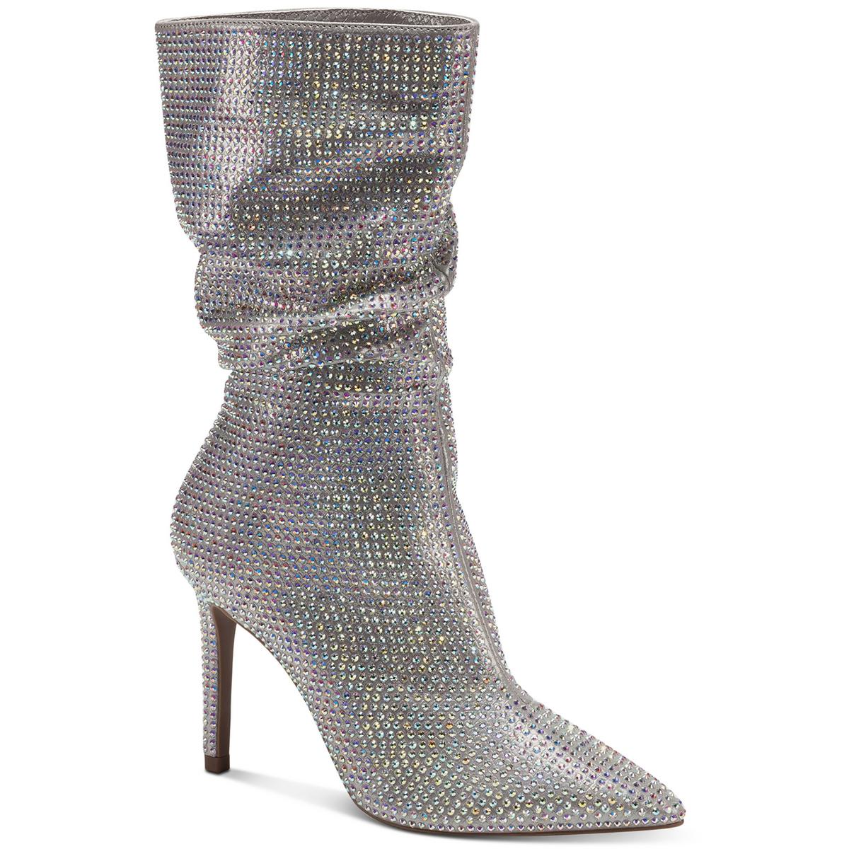 Raquell Womens Rhinestone Manmade Mid-Calf Boots