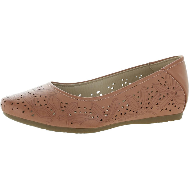 Mariah Womens Faux Leather Slip On Ballet Flats