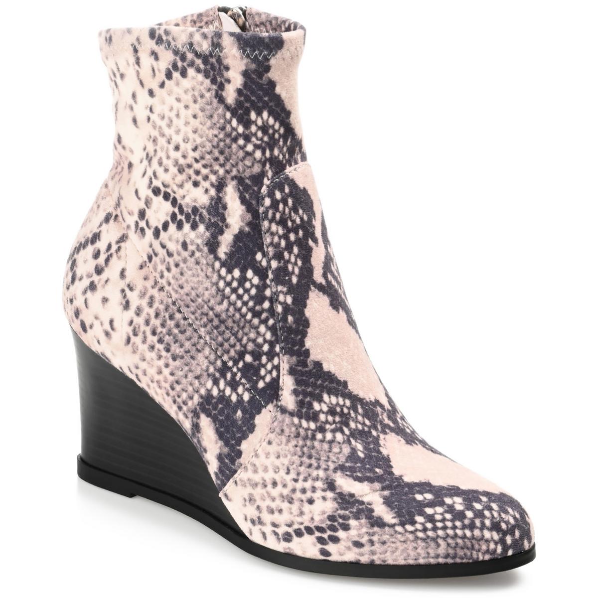 Hepburn Womens Faux Suede Ankle Booties Snake