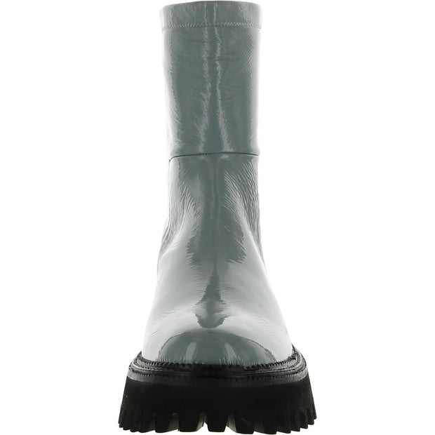Last Chance Womens Patent Leather Round Toe Mid-Calf Boots