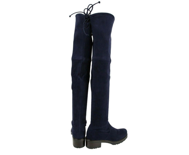 Stuart Weitzman Women's Vanland Dark Blue Suede Knee High Boots