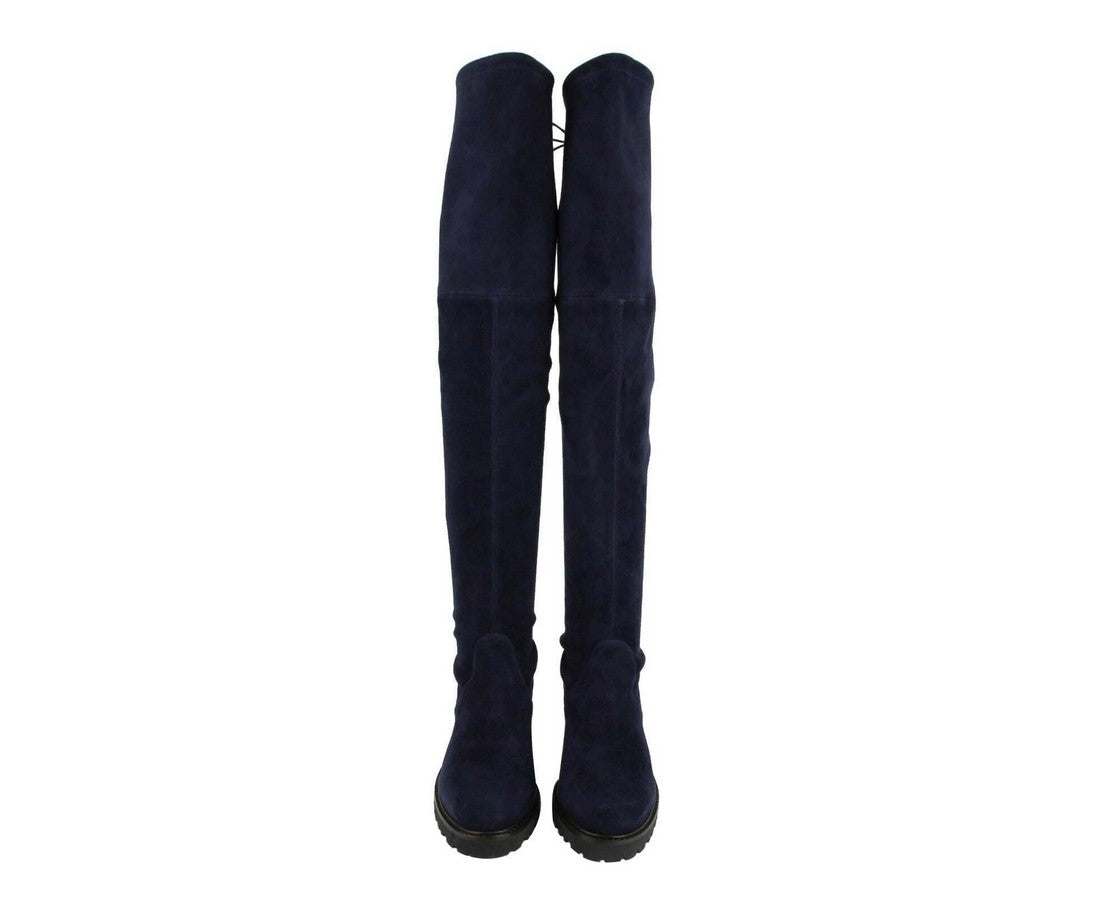 Stuart Weitzman Women s Vanland Dark Blue Suede Knee High Boots Bluefly