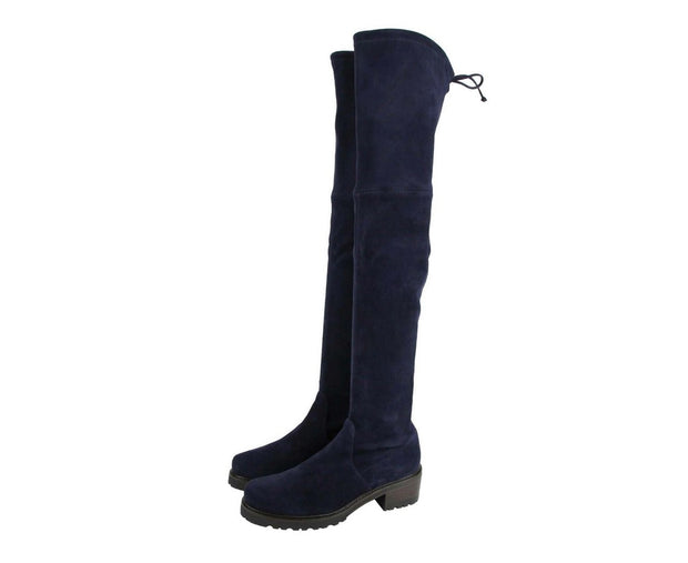 Stuart Weitzman Women's Vanland Dark Blue Suede Knee High Boots