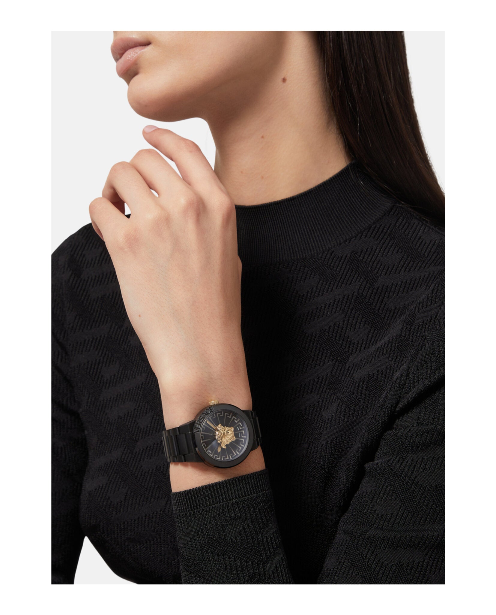 Versace Womens Medusa Infinite IP Black 38mm Bracelet Fashion Watch