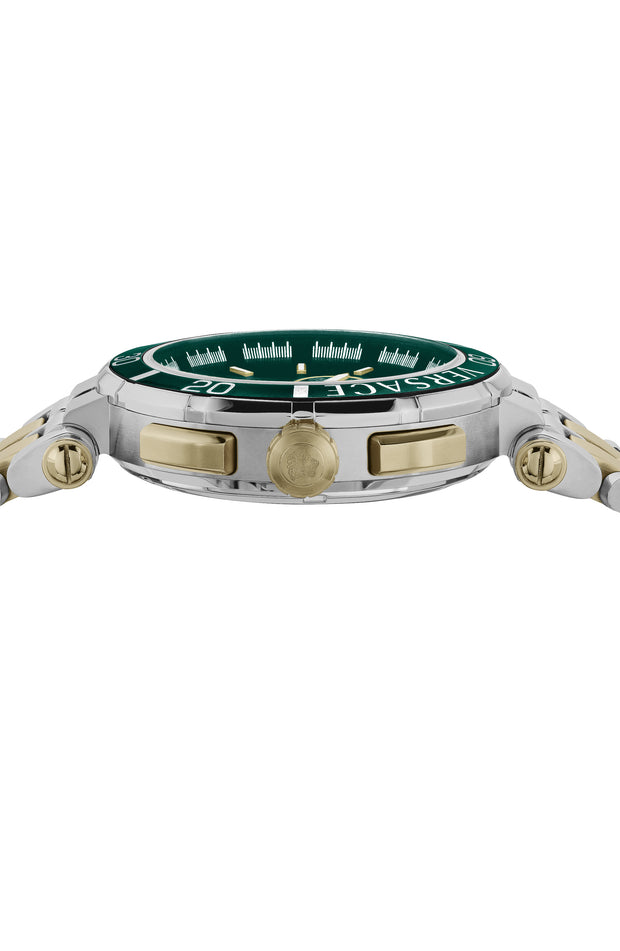 Versace Mens Greca Chrono Two Tone 45mm Bracelet Fashion Watch