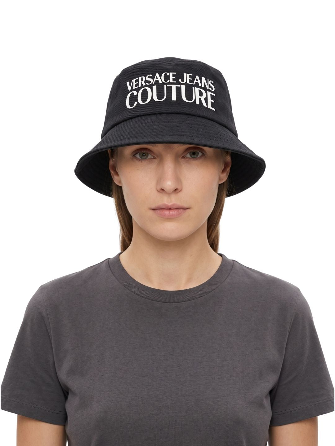 Versace Jeans Couture Women's Black White Logo Bucket Hat