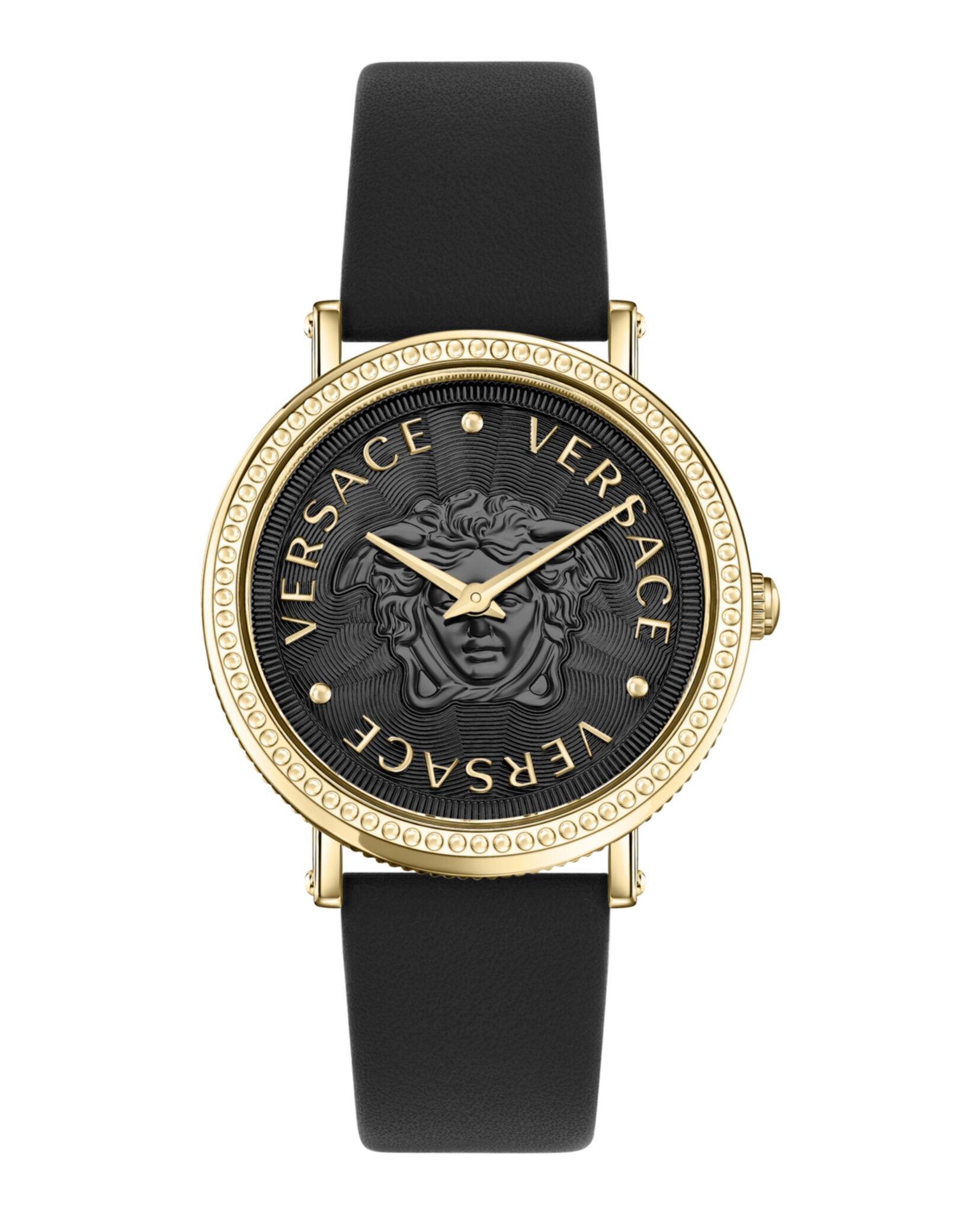 Versace Womens IP Yellow Gold 37mm Strap Fashion Watch