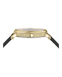 Versace Womens IP Yellow Gold 37mm Strap Fashion Watch