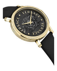 Versace Womens IP Yellow Gold 37mm Strap Fashion Watch