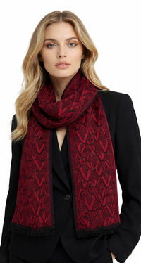 Versace Jeans Couture Monochrome Black Red Mens Scarf