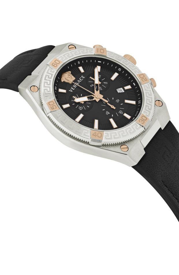 Versace Mens V-Sporty Greca Stainless Steel 46mm Strap Fashion Watch